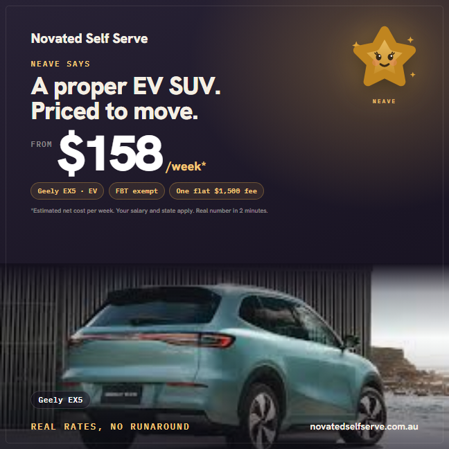 Geely EX5, EV, from $158 per week